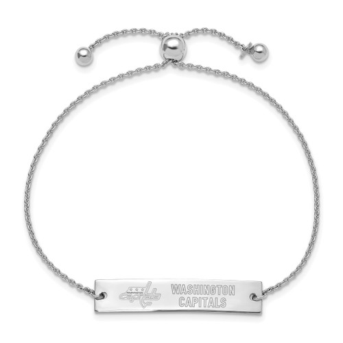 LogoArt Washington Capitals Bracelet - Sterling Silver Rhodium-Plated Name Bar Adjustable Bracel - View 2