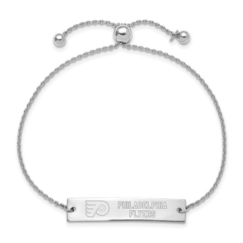 LogoArt Philadelphia Flyers Bracelet - Sterling Silver Rhodium-Plated Name Bar Adjustable Bracel - View 2
