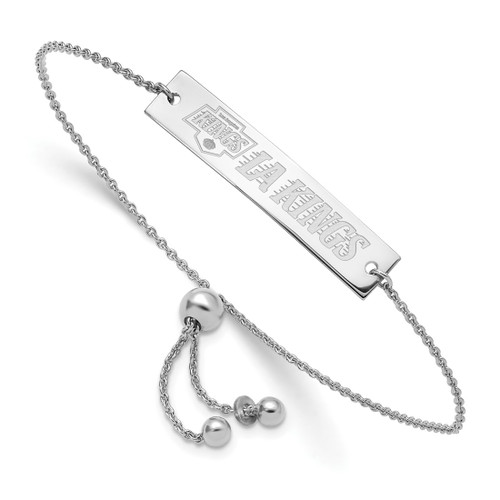 LogoArt Los Angeles Kings Bracelet - Sterling Silver Rhodium-Plated Name Bar Adjustable