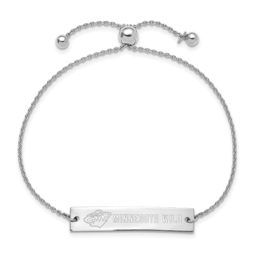 LogoArt Minnesota Wild Bracelet - Sterling Silver Rhodium-Plated Name Bar Adjustable - View 2