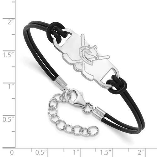 LogoArt Vancouver Canucks Bracelet - Sterling Silver Rhodium-Plated Hockey Stick Leather - View 2