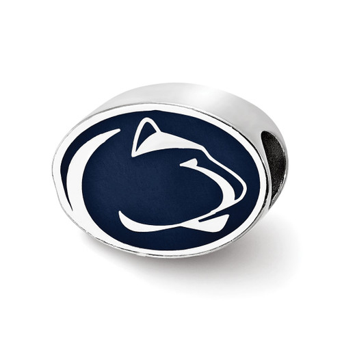 Rhodium-Plated Sterling Silver Penn State University Enameled Bead