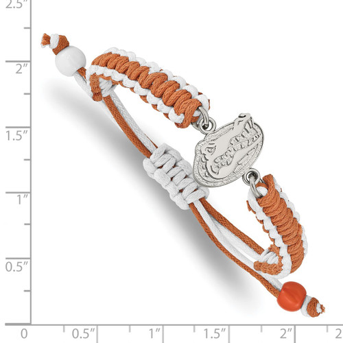 LogoArt University of Florida Bracelet - Stainless Steel Gator Adjustable Cord - View 2