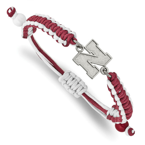 LogoArt University of Nebraska Bracelet - Stainless Steel Letter N Adjustable Cord