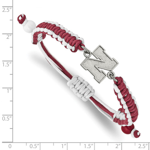 LogoArt University of Nebraska Bracelet - Stainless Steel Letter N Adjustable Cord - View 2