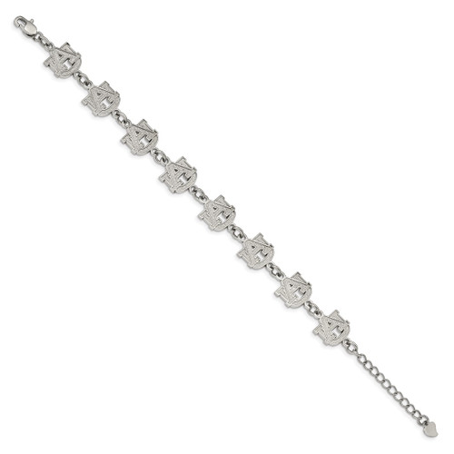 LogoArt Auburn University Bracelet - Stainless Steel A-U Link 6.5 Inch with 1.5 Inch Extender - View 2