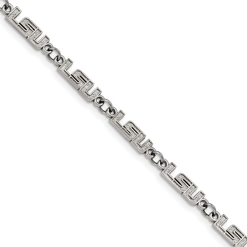 LogoArt Louisiana State University Bracelet - Stainless Steel L-S-U Link 6.75 Inch with 1.5 Inch Extender