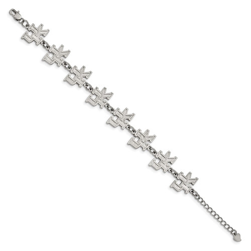 LogoArt University of Kentucky Bracelet - Stainless Steel U-K Link 6.75 Inch with 1.5 Inch Extender - View 2