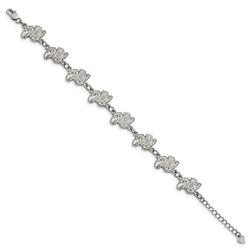 LogoArt University of Kansas Bracelet - Stainless Steel Jayhawk Link 7 Inch with 1.5 Inch Extender - View 2