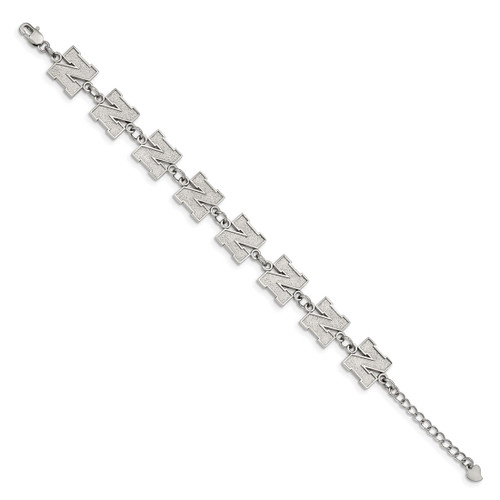 LogoArt University of Nebraska Bracelet - Stainless Steel Letter N Link 6.5 Inch with 1.5 Inch Extender - View 2