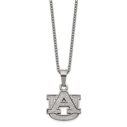 LogoArt Auburn University Pendant - Stainless Steel A-U 18 Inch Necklace with 2 Inch Extender