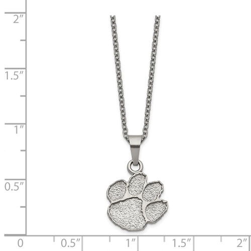 LogoArt Clemson University Pendant - Stainless Steel Tiger Paw 18 Inch Necklace with 2 Inch Extender - View 2