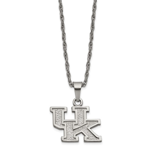 LogoArt University of Kentucky Pendant - Stainless Steel U-K 18 Inch Necklace with 2 Inch Extender