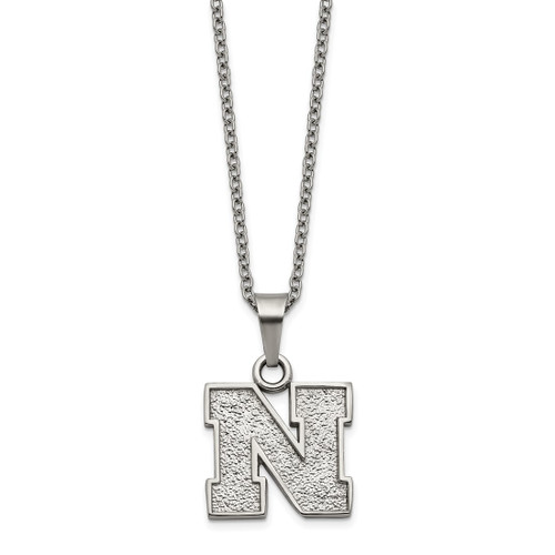 LogoArt University of Nebraska Pendant - Stainless Steel Letter N 18 Inch Necklace with 2 Inch Extender