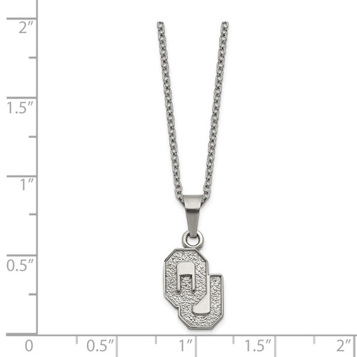 LogoArt University of Oklahoma Pendant - Stainless Steel O-U 18 Inch Necklace with 2 Inch Extender - View 2