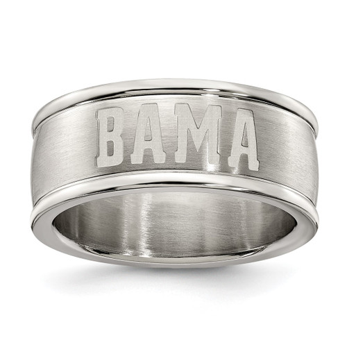 Univ OF Alabama Stainless Steel Logo Band Ring