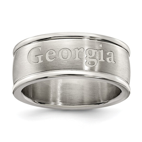Univ OF Georgia Stainless Steel Logo Band Ring Size 6
