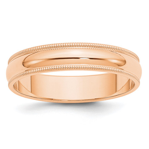 10K Rose Gold 5 mm Milgrain Half Round Wedding Band