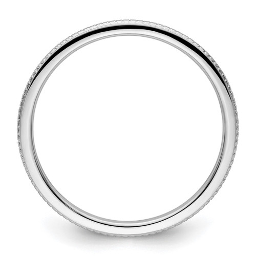 Rhodium-Plated 10K White Gold 1.2 mm Beaded Stackable Band Ring - View 2
