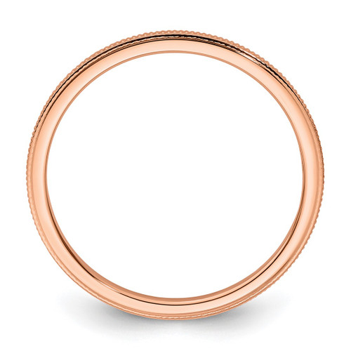 10K Rose Gold 1.2 mm Milgrain Stackable Band Ring - View 2