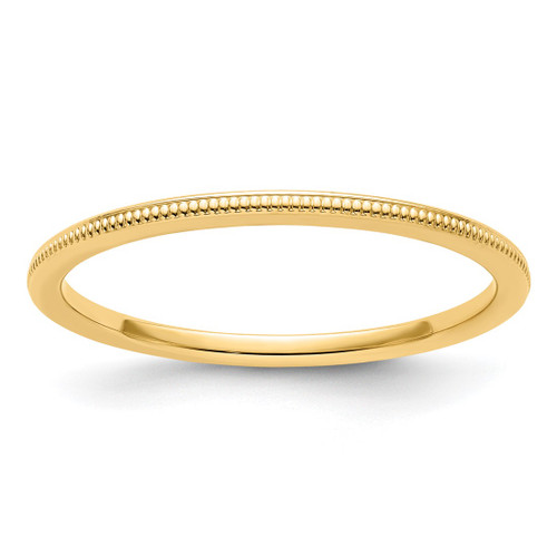 10K Yellow Gold 1.2 mm Milgrain Stackable Band Ring