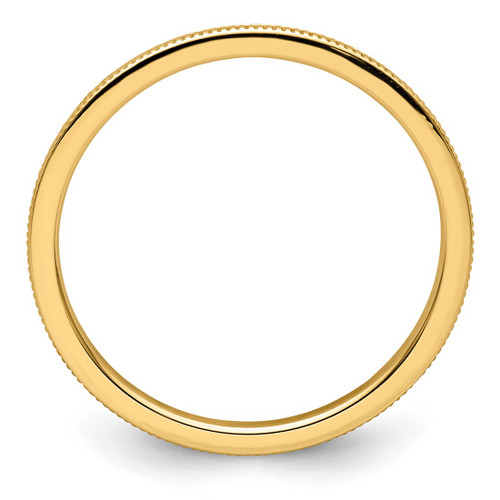 10K Yellow Gold 1.2 mm Milgrain Stackable Band Ring - View 2