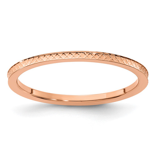 10K Rose Gold 1.2 mm Criss-Cross Pattern Stackable Band Ring