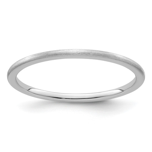 Rhodium-Plated 10K White Gold 1.2 mm Half Round Satin Stackable Band Ring, Brushed