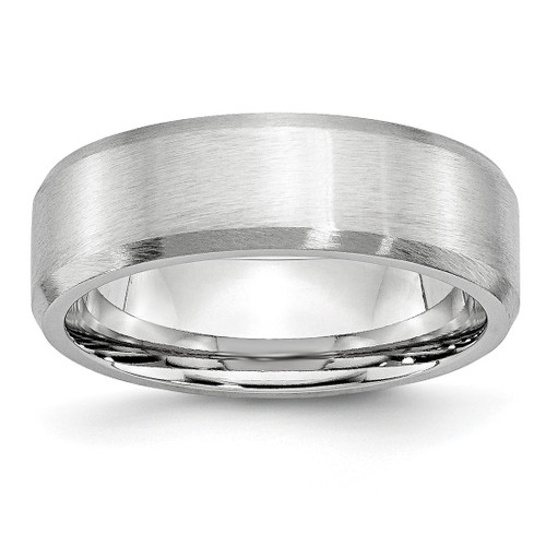Chisel Cobalt Beveled Edge Satin 7 mm Wedding Band, Brushed