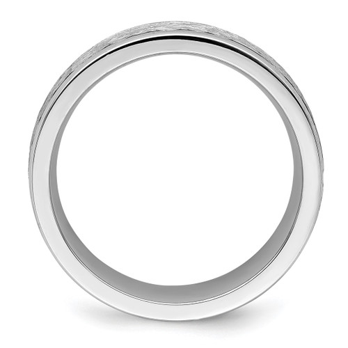 Chisel Cobalt Brushed and Polished Hammered Center 7 mm Wedding Band, Flat - View 2