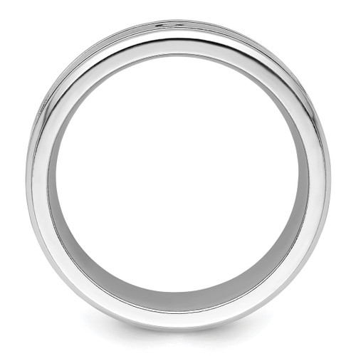 Chisel Cobalt Brushed and Polished with Cubic Zirconia Beveled 8 mm Wedding Band, Flat - View 2