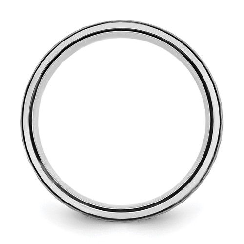 Chisel Cobalt Polished with Hammered Black Ion-Plated Center 8 mm Wedding Band, Domed - View 2