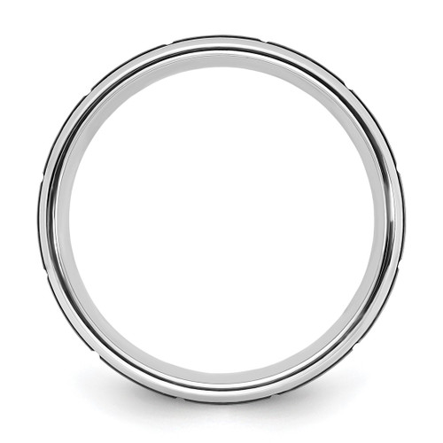 Chisel Cobalt Polished with Brushed Black Ion-Plated Grooved Center 8 mm Wedding Band, Domed - View 2