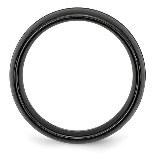 Chisel Ceramic Black 8 mm Brushed and Polished Wedding Band, Domed - View 2