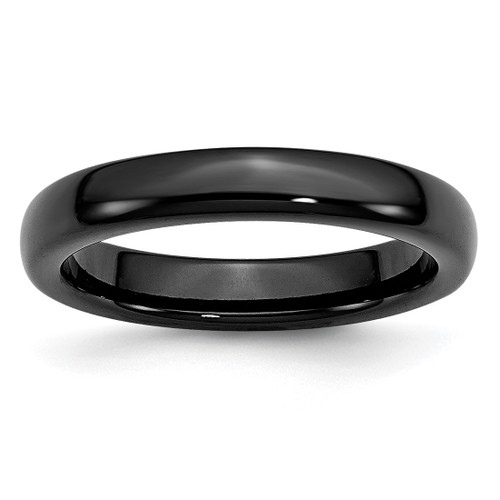 Chisel Ceramic Black 4 mm Polished Wedding Band, Domed