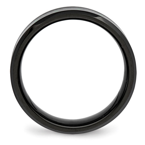 Chisel Ceramic Black with Green Carbon Fiber Inlay Beveled Edge Ring, 8 mm, Flat - View 2