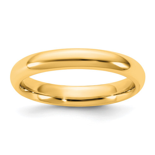 14K Yellow Gold 3.5 mm Standard Comfort Fit Wedding Band, Domed