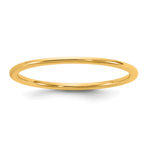 14K Yellow Gold 1 mm Lightweight Comfort Fit Wedding Band, Domed
