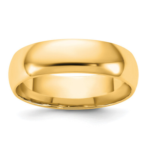 14K Yellow Gold 5.5 mm Lightweight Comfort Fit Wedding Band, Domed