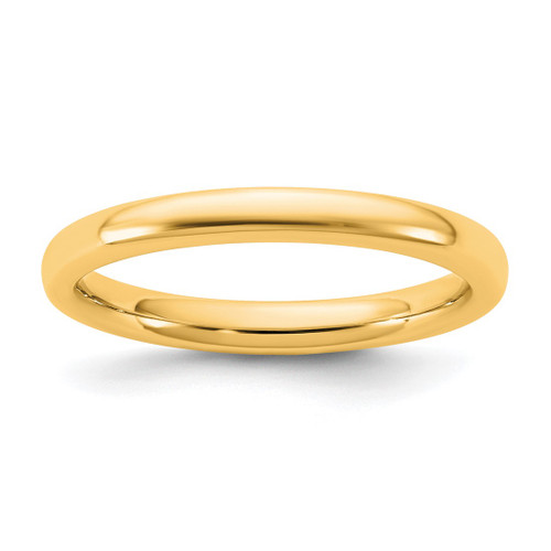 14K Yellow Gold 2.5 mm European Comfort Fit Wedding Band, Domed