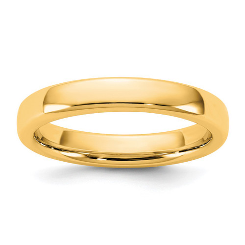 14K Yellow Gold 3.5 mm European Comfort Fit Wedding Band, Domed