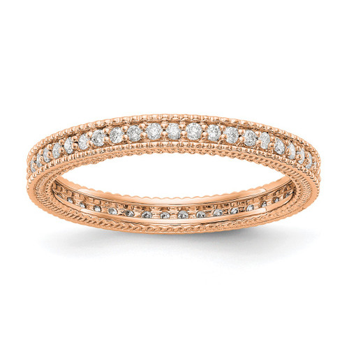 Rhodium-Plated 14K Rose Gold Polished Milgrain Edge Diamond Eternity Band - ET0003-033-R4