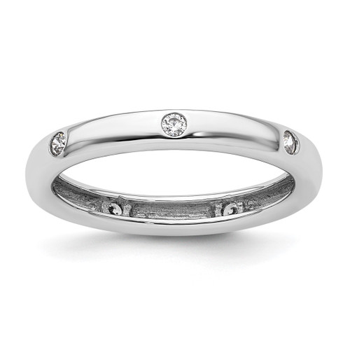 Rhodium-Plated 14K White Gold Polished Bezel-Set 0.105ct Diamond Eternity Band