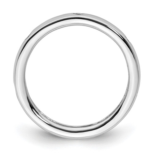 Rhodium-Plated 14K White Gold Polished Bezel-Set 0.105ct Diamond Eternity Band - View 2