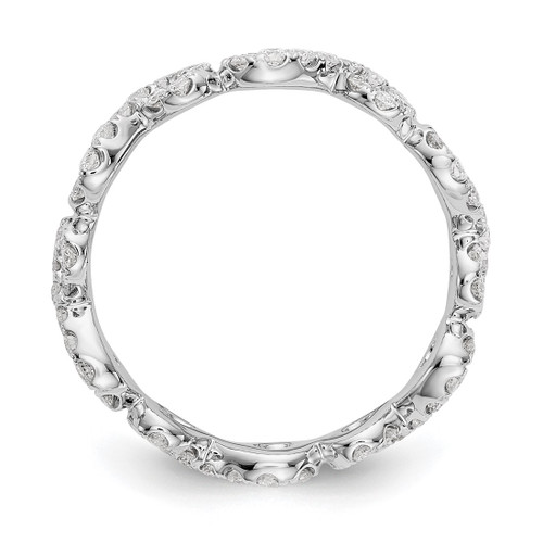 Rhodium-Plated 14K White Gold Polished Infinity Shared U Prong Diamond Eternity Ban Ring - View 2