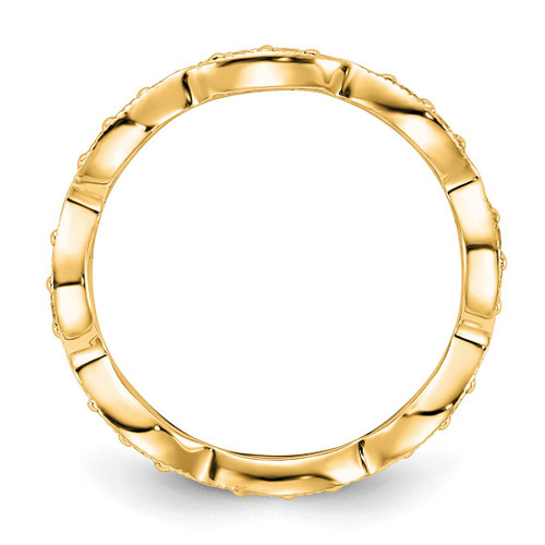 14K Yellow Gold Polished Vintage Pave 0.48ct Diamond Eternity Band - View 2