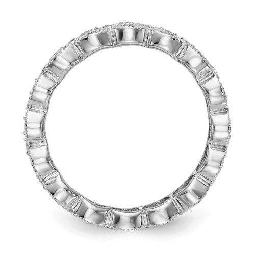 Rhodium-Plated 14K White Gold Polished 3 Row Vintage Pave Diamond Eternity Band - View 2