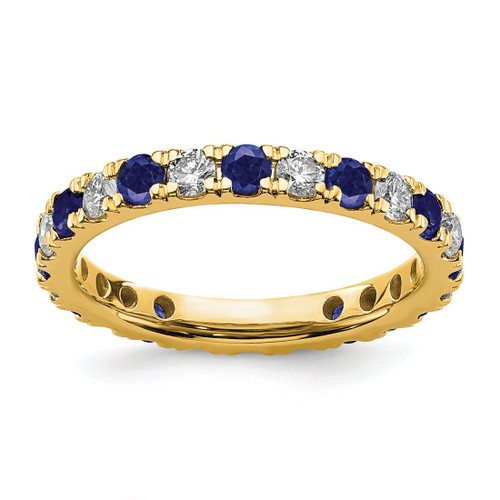 14K Yellow Gold Lab-Grown Diamond and Blue Lab-Created Sapphire Eternity Band, 2.65 mm