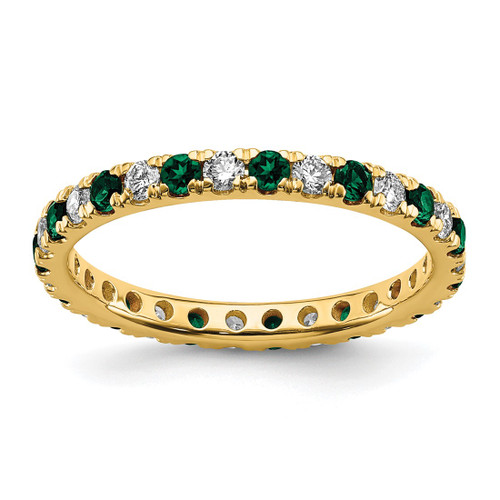 14K Yellow Gold Lab-Grown Diamond and Lab-Created Emerald Eternity Band, 2.25 mm