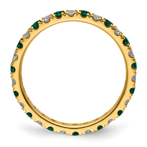14K Yellow Gold Lab-Grown Diamond and Lab-Created Emerald Eternity Band, 2.25 mm - View 2